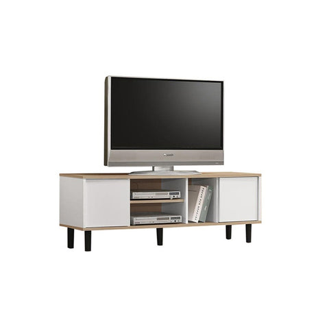 Image of Duisburg Series 9 Wood TV Console Cabinet In White & Walnut Colour