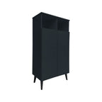 Peony Shoe Cabinet with Shelves + 2 Open Storage In Black