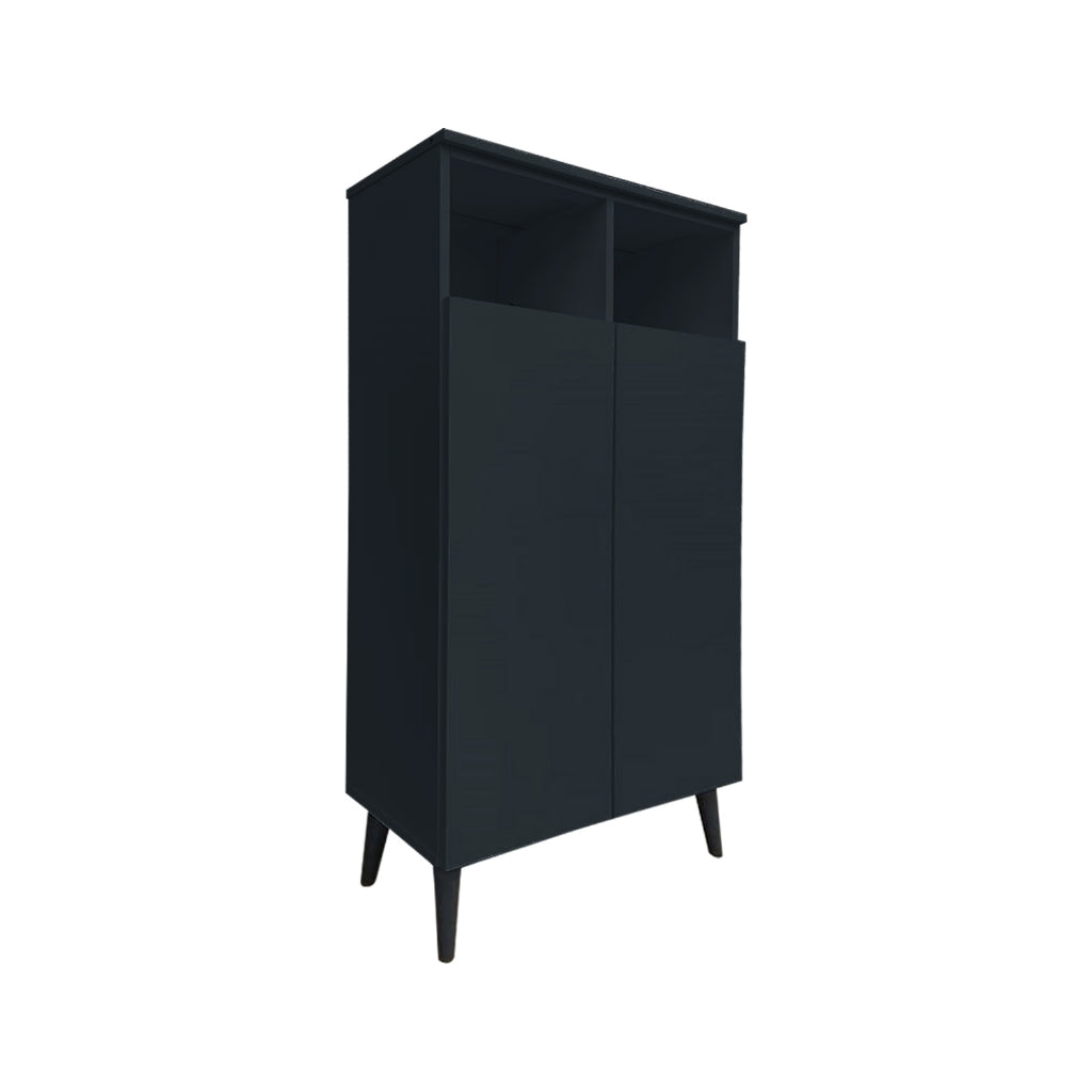 Peony Shoe Cabinet with Shelves + 2 Open Storage In Black
