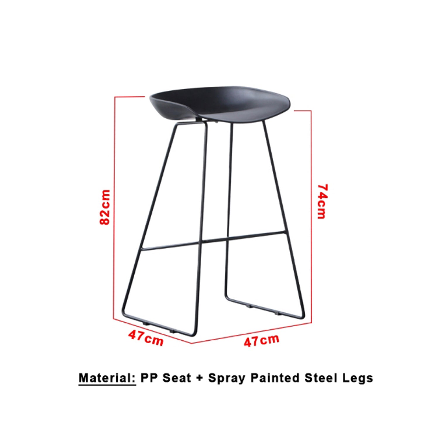 Hendrix Series 1 High Island Chair Bar Stool Chair Steel Legs