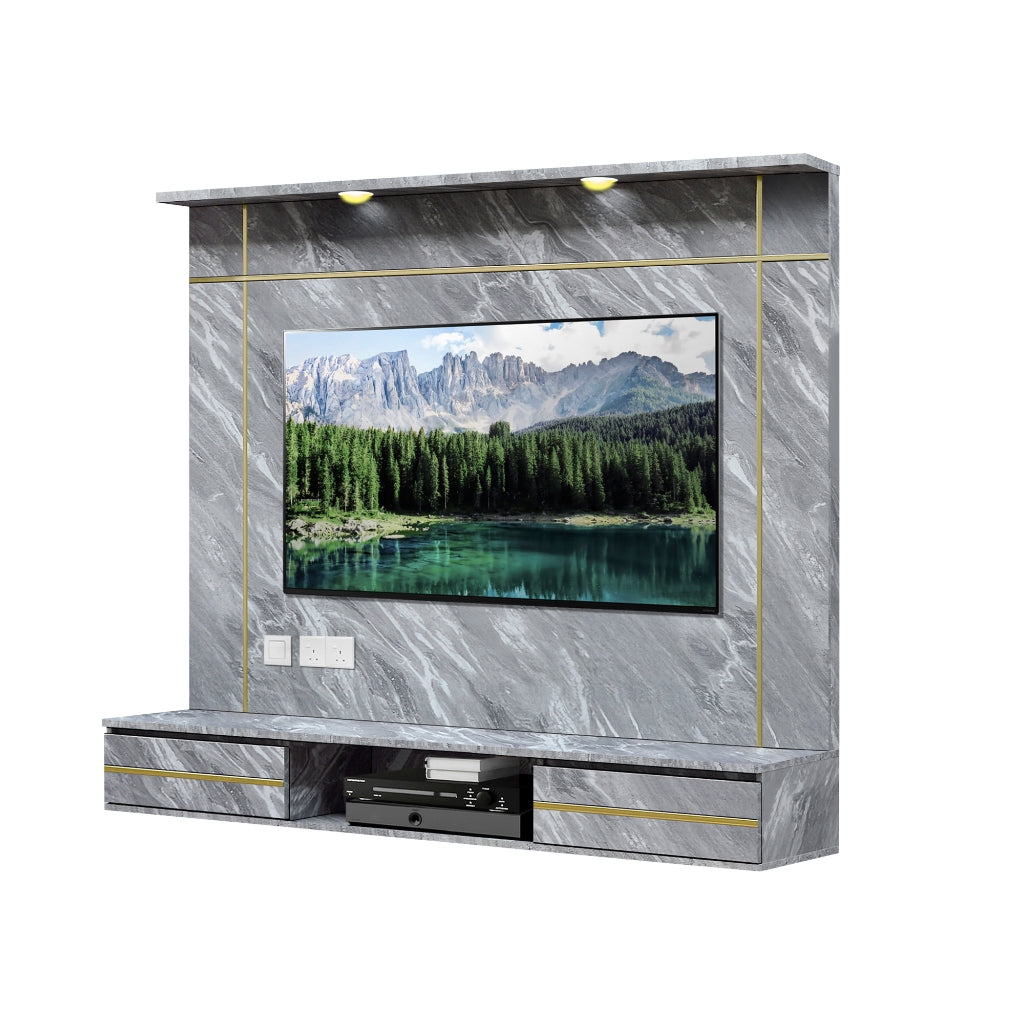 Petra Series Wall Mount TV Console Marble Finish with Light and Built-in Socket in 3 Models