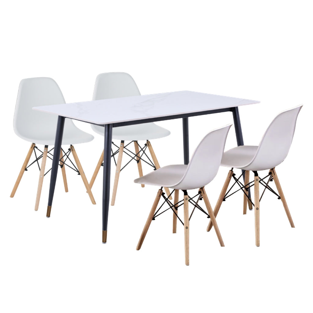 David 1+4 Dining Set with Table and Chair - Heavy-Duty Ceramic Table Top