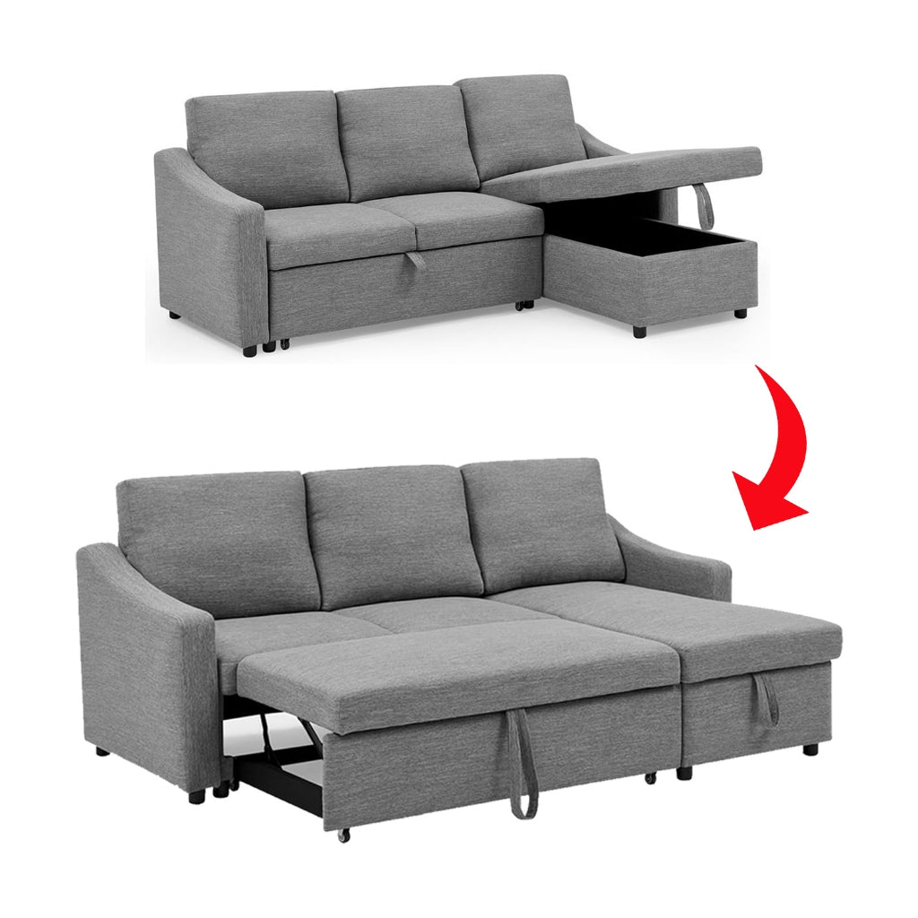 Marjie Series 1 Sleeper Sectional Reversible Sofa w/ Storage Upholstered w/ Pet-Friendly Option
