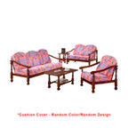 Jewel Living Room Set 4 Wooden Sofa Set Removable Fabric Covers with Coffee Table