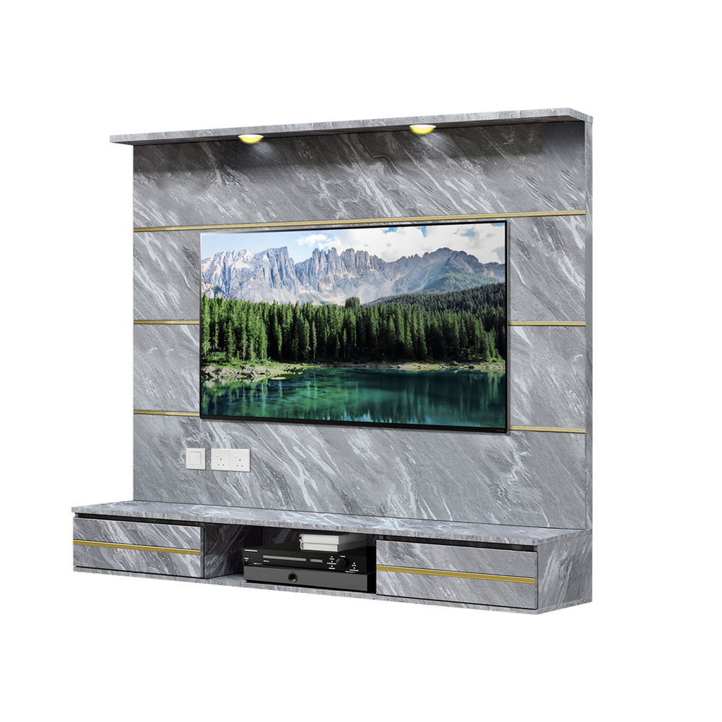 Petra Series Wall Mount TV Console Marble Finish with Light and Built-in Socket in 3 Models