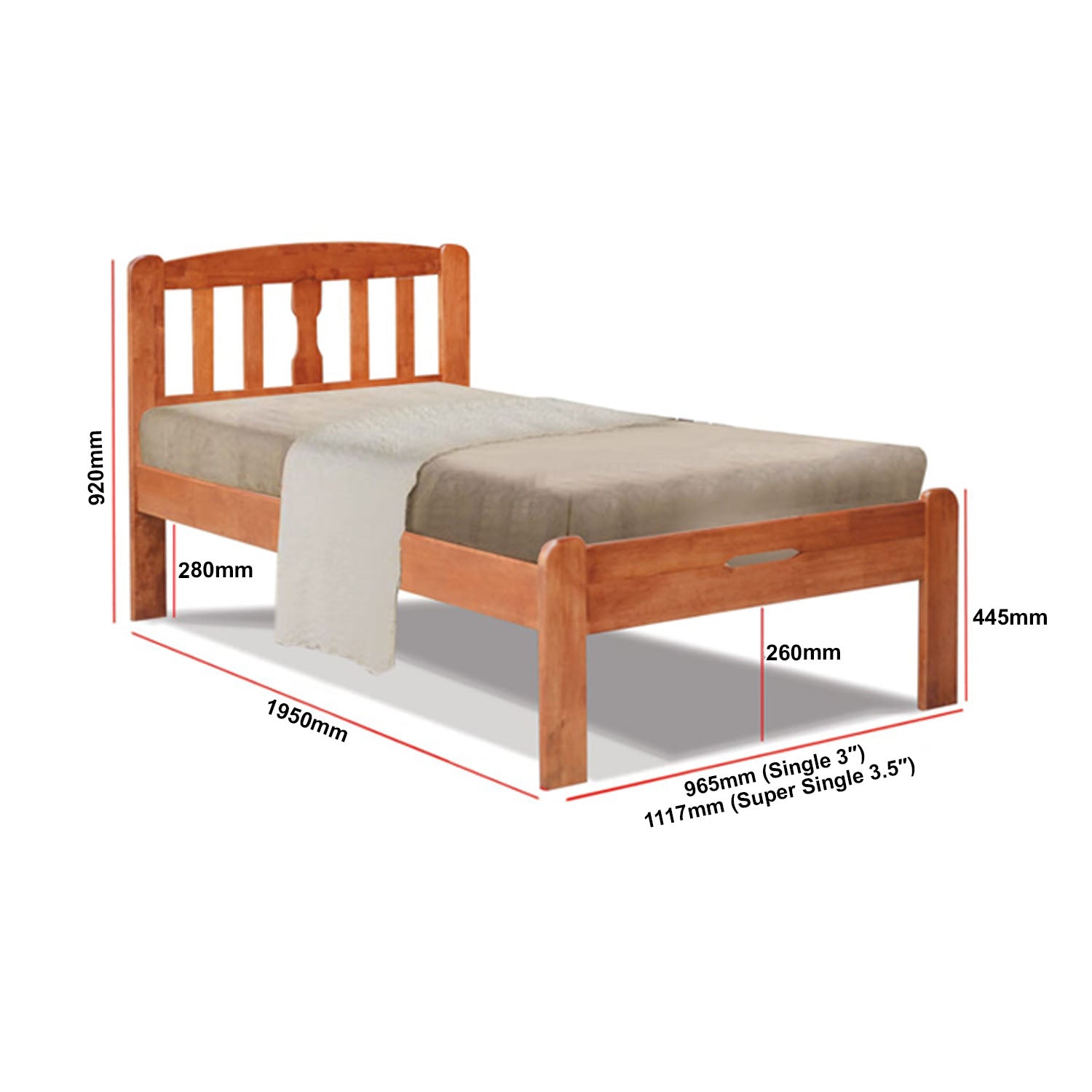 Robby Series 3 Wooden Bed Frame Cappuccino In Single Size