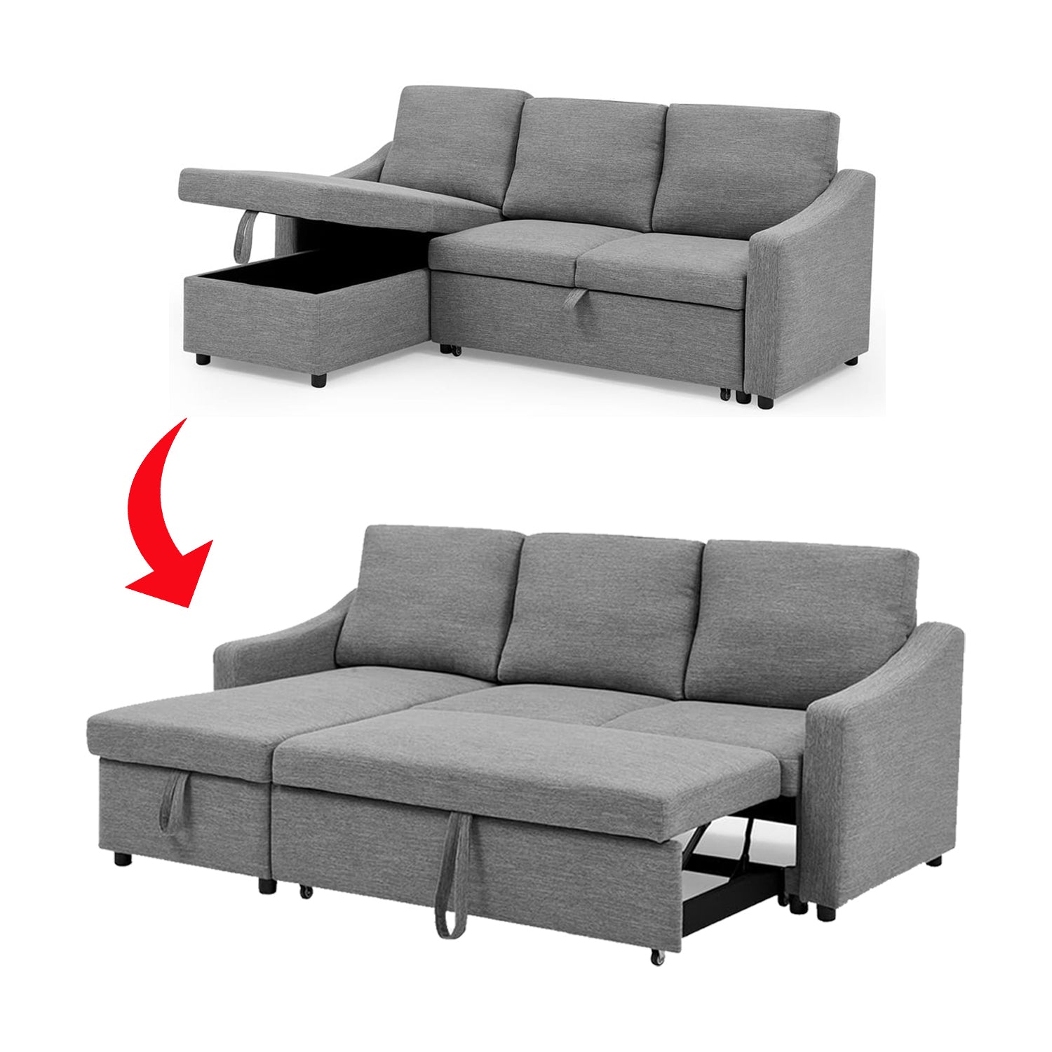 Marjie Series 1 Sleeper Sectional Reversible Sofa w/ Storage Upholstered w/ Pet-Friendly Option