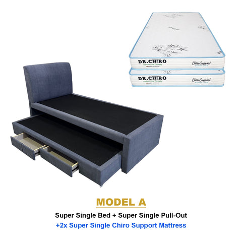 Image of Keeva Pull-Out Bed Frame w/ Drawers Single/SSingle - w/ Mattress and PetFriendly Option