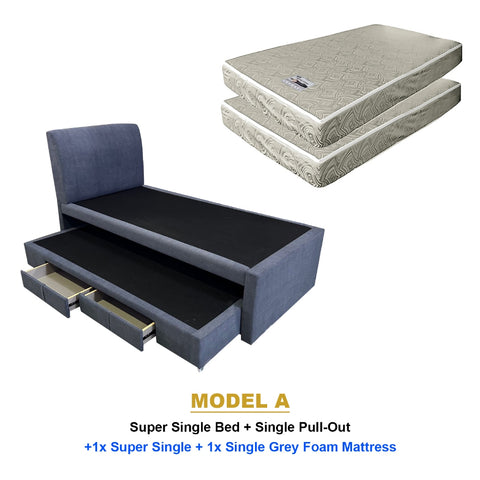 Image of Keeva Pull-Out Bed Frame w/ Drawers Single/SSingle - w/ Mattress and PetFriendly Option