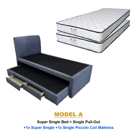 Image of Keeva Pull-Out Bed Frame w/ Drawers Single/SSingle - w/ Mattress and PetFriendly Option