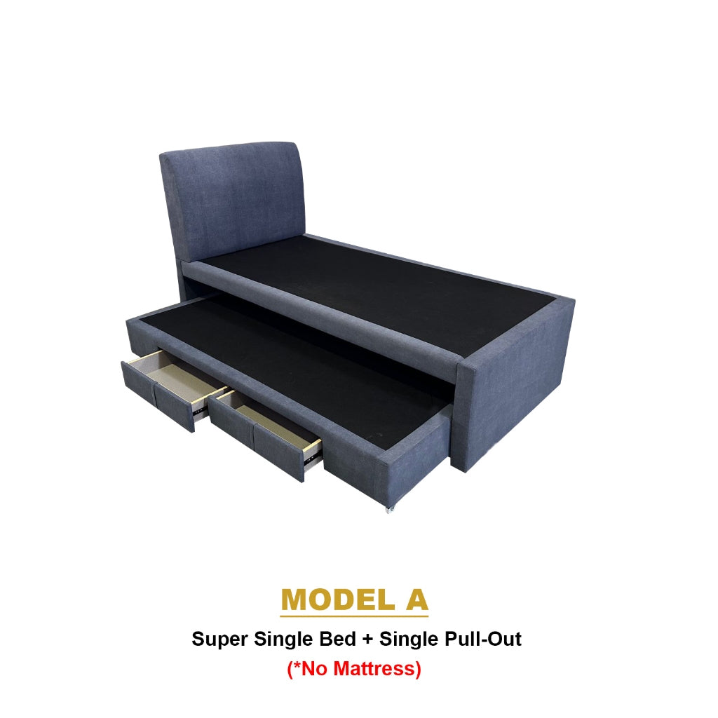 Keeva Pull-Out Bed Frame w/ Drawers Single/SSingle - w/ Mattress and PetFriendly Option