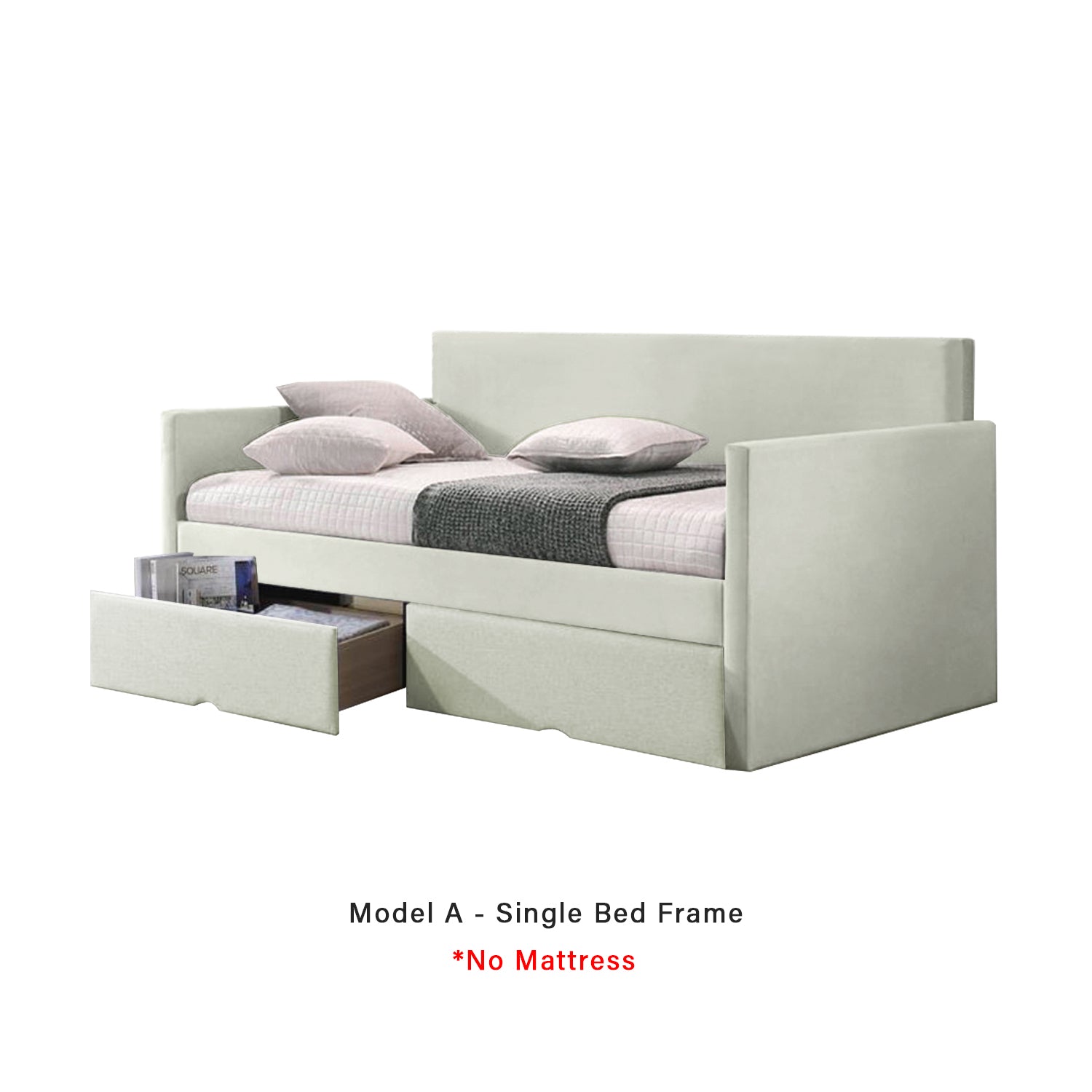 Korro Series Model A Daybed with Drawers - Pet-Friendly Option with Mattress - 56 Colours