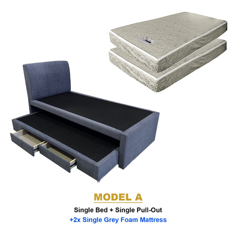 Image of Keeva Pull-Out Bed Frame w/ Drawers Single/SSingle - w/ Mattress and PetFriendly Option