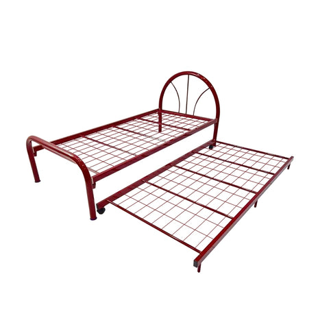 Image of Sheba Series 1 Single Metal Bed Frame with Trundle Set - Optional Mattress Add On Available