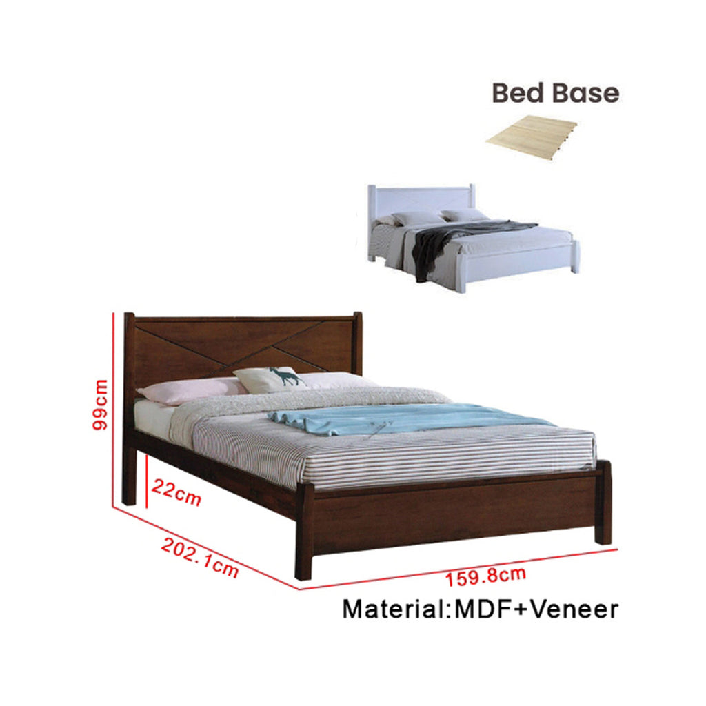 Premium Carlie Series 1 Queen Wooden Bedframe Solid Wood With Plywood Base - w/ Mattress Option