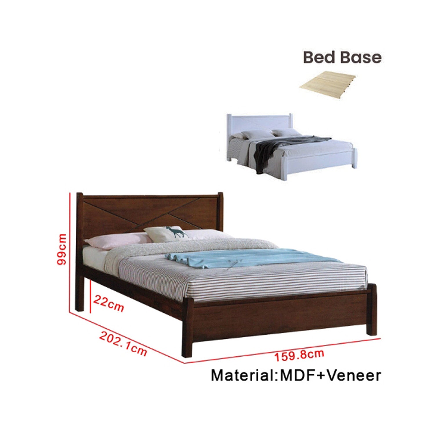 Premium Carlie Series 1 Queen Wooden Bedframe Solid Wood With Plywood Base - w/ Mattress Option