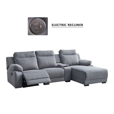 Image of Drazie L-shaped Reclining Sofa Pocketed Spring & Coffee Table in Claw Resistant Pet-Friendly Fabric/Leather