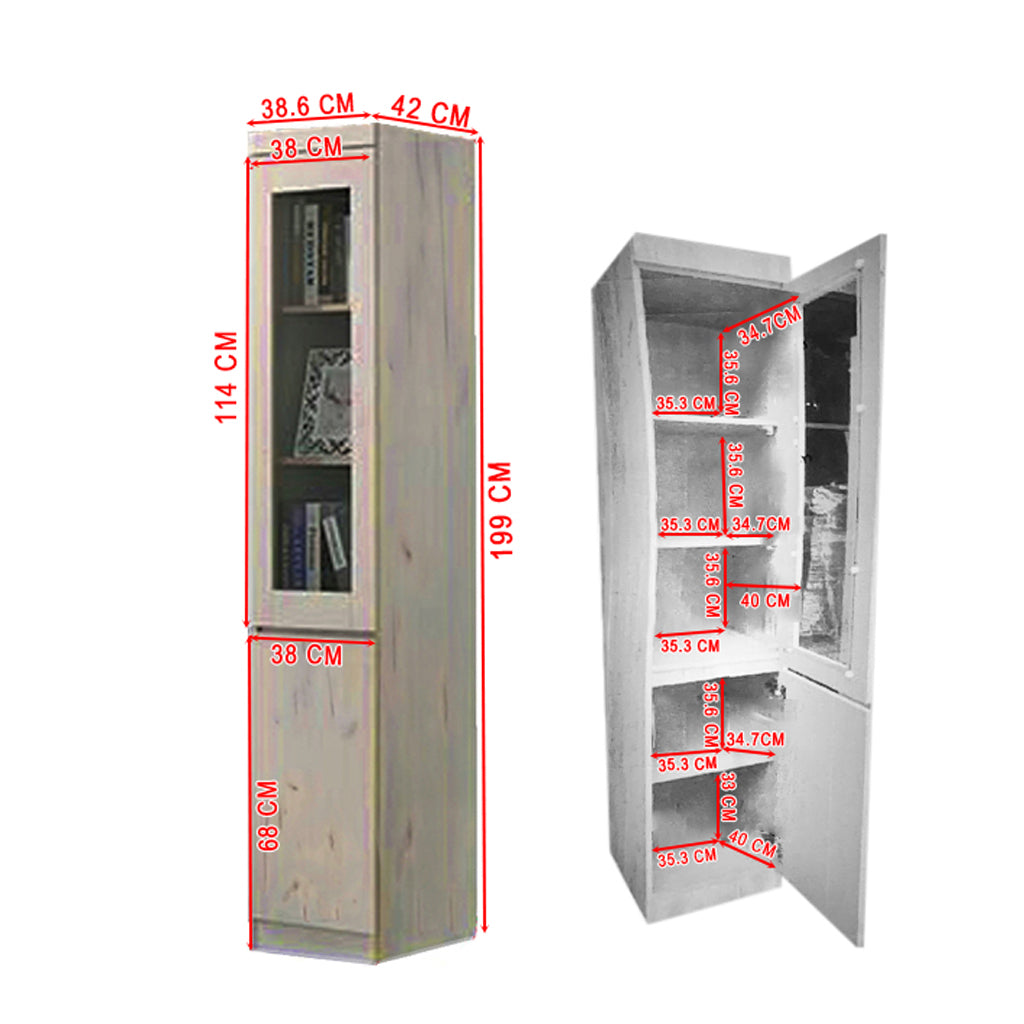 Athena 1 Bookshelf With Glass Doors in 3 Colours