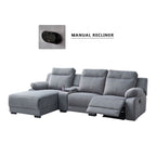 Drazie L-shaped Reclining Sofa Pocketed Spring & Coffee Table in Claw Resistant Pet-Friendly Fabric/Leather