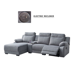 Drazie L-shaped Reclining Sofa Pocketed Spring & Coffee Table in Claw Resistant Pet-Friendly Fabric/Leather