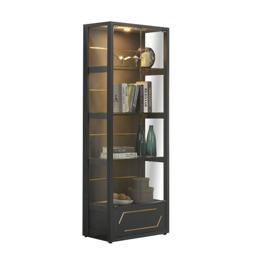 Tessa Series 2 Display Cabinet Book Shelves Glass Door with Light