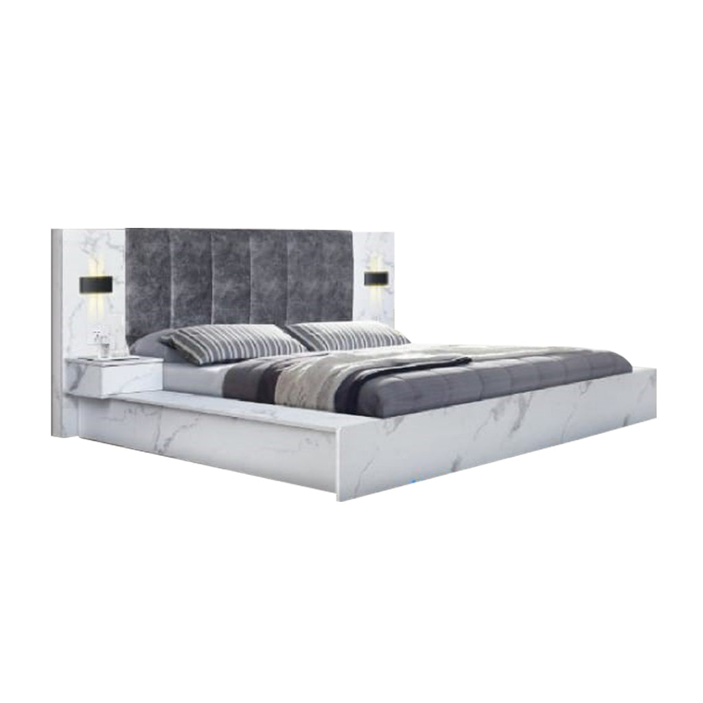 Cana Queen/King Size Platform Bed Frame with Side Table w/ Drawers & Hidden Storage