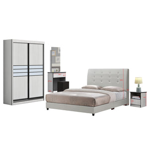 Gundae Bedframe, Wardrobe, Dresser, Bedside Table Bedroom Set in 2 Colour. All Sizes Available