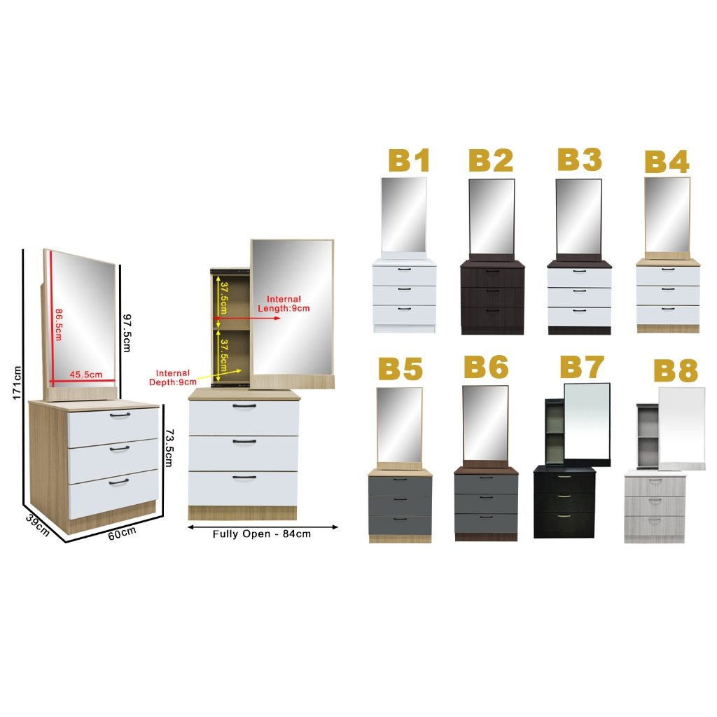 Pratio Dressing Table With Mirror In Walnut And White Wash