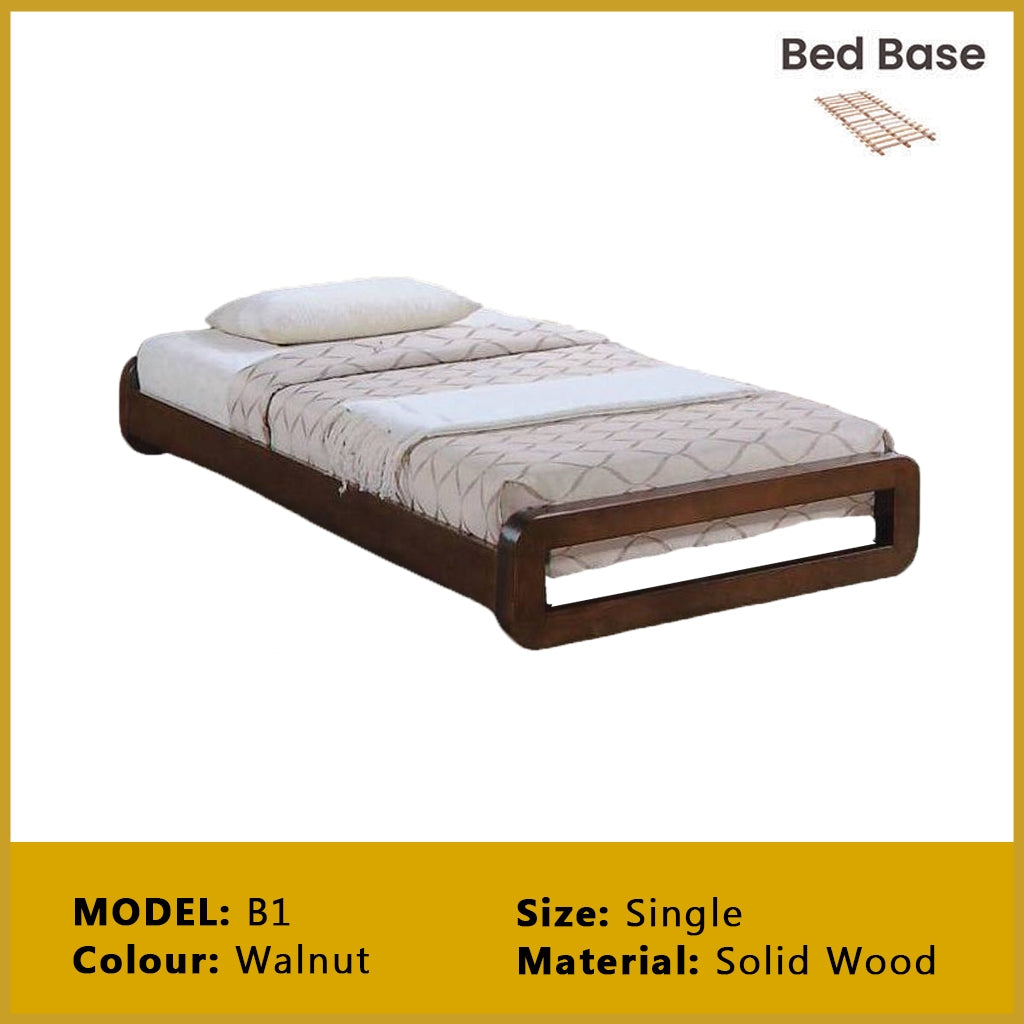 Riese Single Pull-Out Bedframe MDF+Veneer Wood Slatted Base