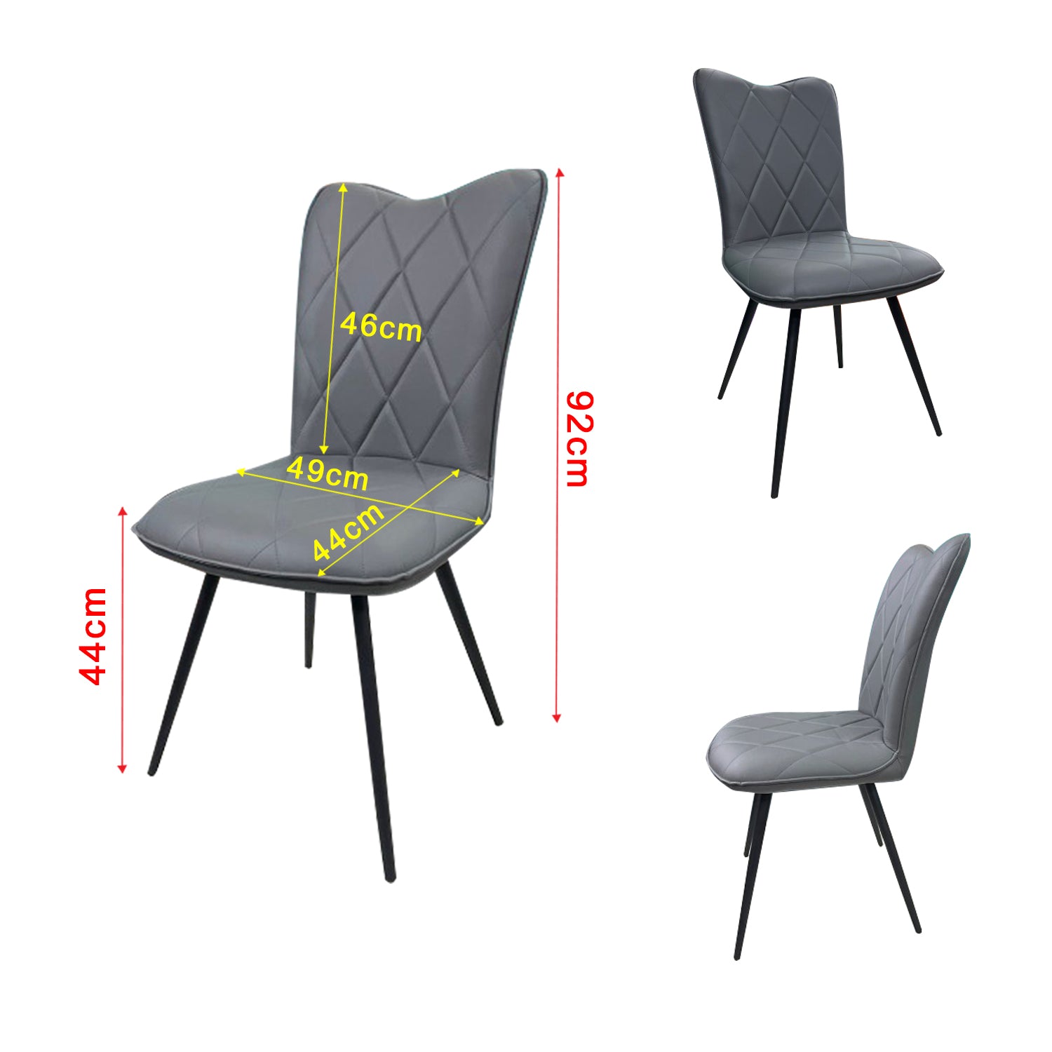 Tucker Faux Leather Dining Chair In Grey