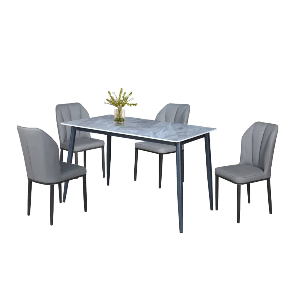 Elba 1+4/1+6 Dining Set Table with Chair Ceramic Table Top with Metal Legs