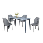 Elba 1+4/1+6 Dining Set Table with Chair Ceramic Table Top with Metal Legs