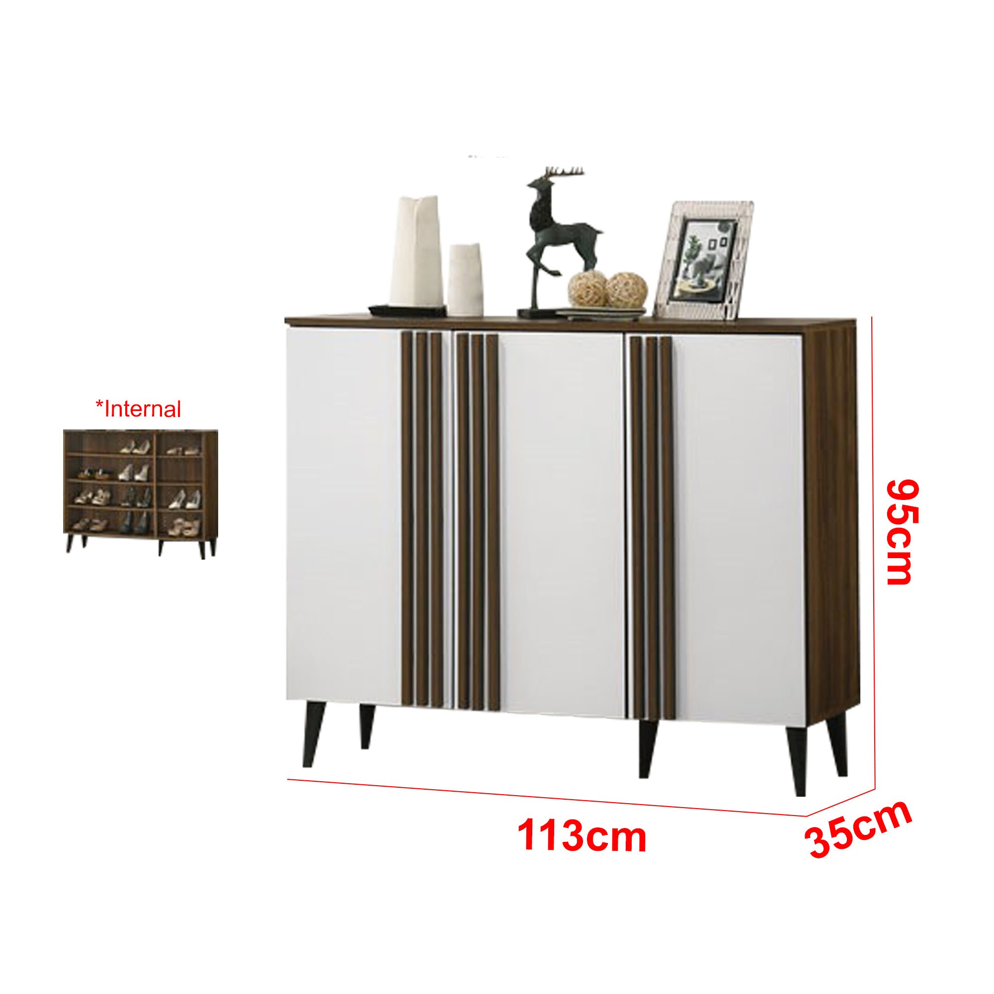 Howzer Series 2 Shoe Cabinet Collection in Walnut + White Colour