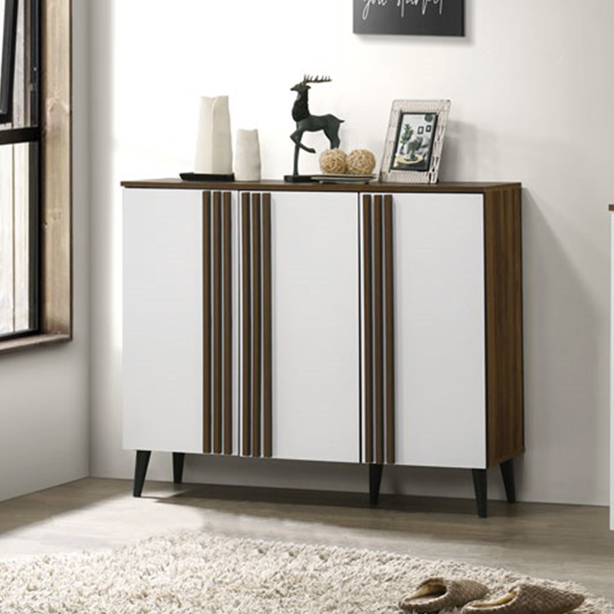 Howzer Series 2 Shoe Cabinet Collection in Walnut + White Colour