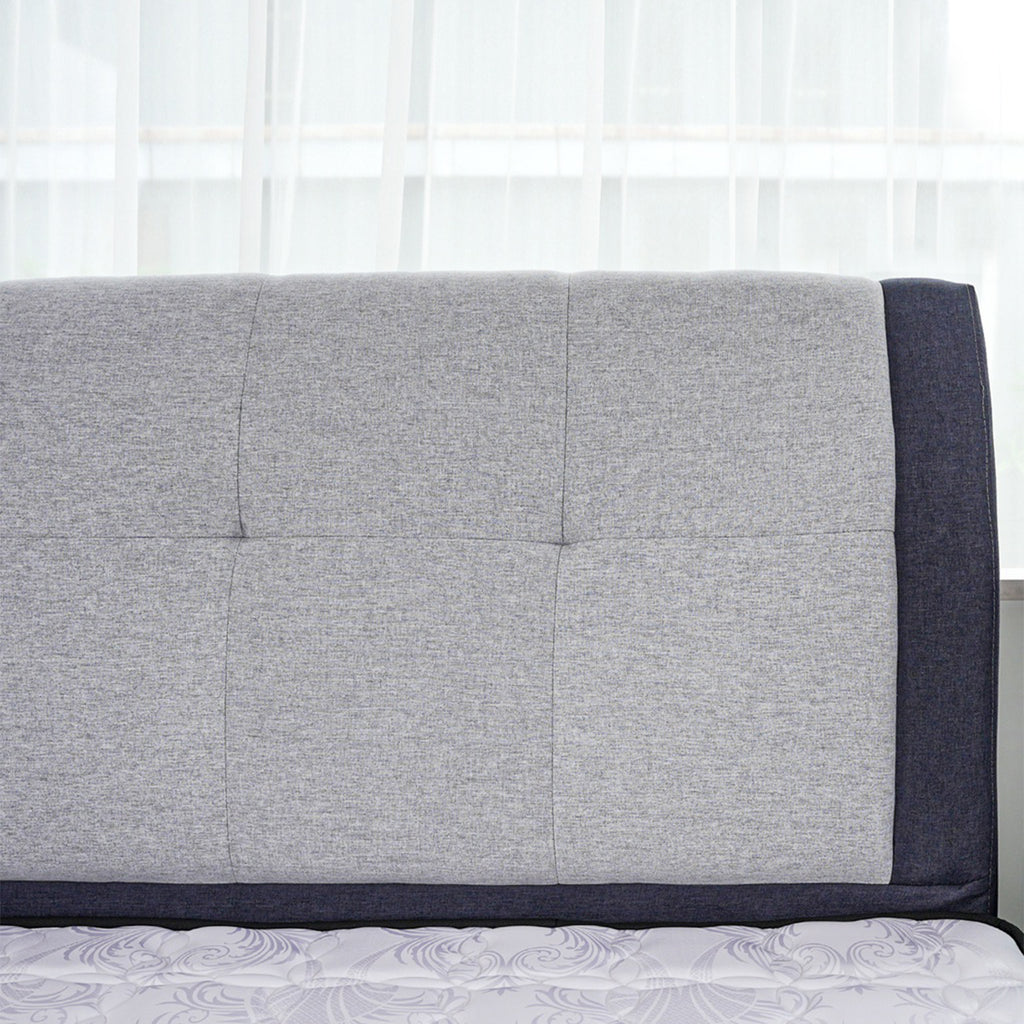 Rinoa Series 2 Woven Fabric Divan Bed Frame in Dark Navy with Grey Colour - All Sizes Available