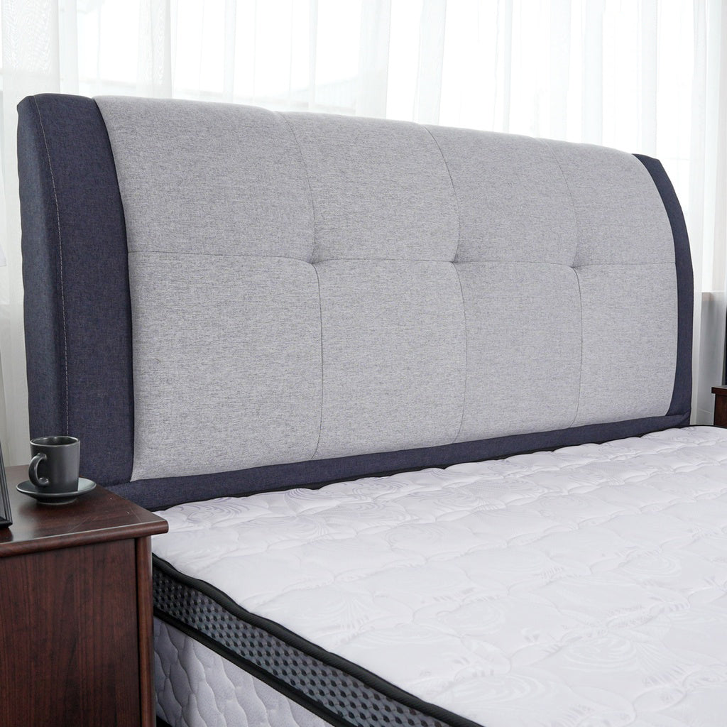Rinoa Series 2 Woven Fabric Divan Bed Frame in Dark Navy with Grey Colour - All Sizes Available