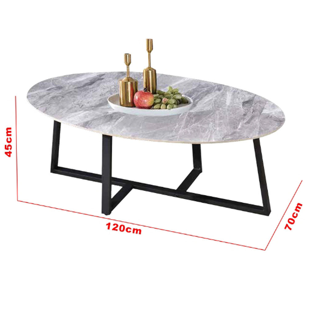 Keana Series 2 Premium Coffee Center Table Steel Metal Leg + Marble Ceramic Top