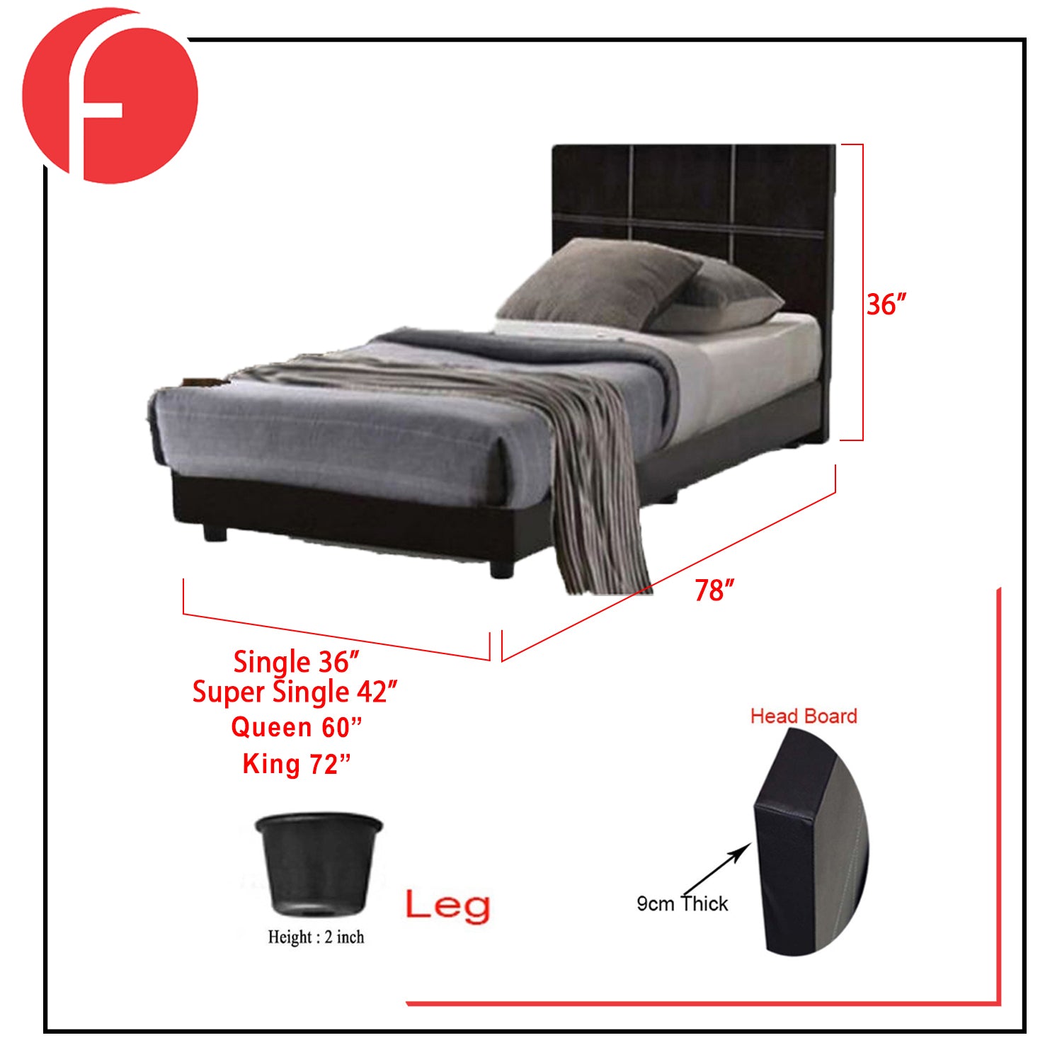 Toluca Bedroom Set Series 9 Includes Wardrobe/Bed Frame/Mattress In Single And Super Single Size.Free Installation