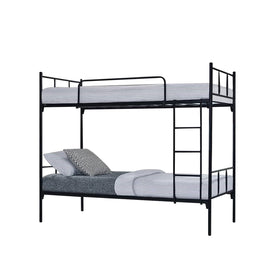 Kalila Metal Double Decker Bed Frame With Mattress Package In Black & White Color