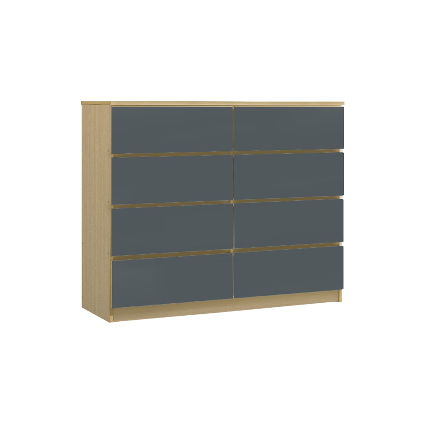 Agnis 8 Drawers Premium Chest of Drawers Full Laminated Back Panel in 6 Colours