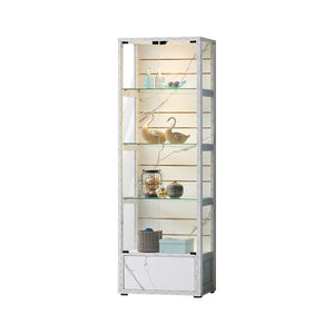 Frieda Series Model B Display Cabinet Marble Design in Marble White
