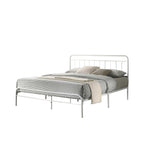Leemi King Size Metal Bed Frame in White Colour with Mattress Option