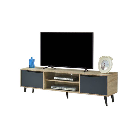 Image of Duisburg Series 11 Wood TV Console Cabinet In Natural + Grey Colour