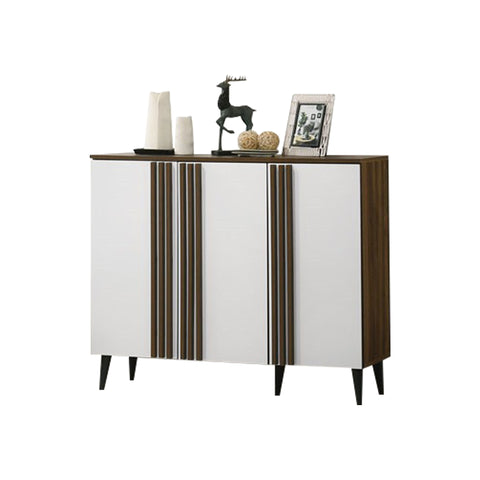 Image of Howzer Series 2 Shoe Cabinet Collection in Walnut + White Colour