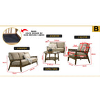 Frida Series 1,2,3 Seater Sofa Set Solid Wood Living Room Furnitures in Light Brown