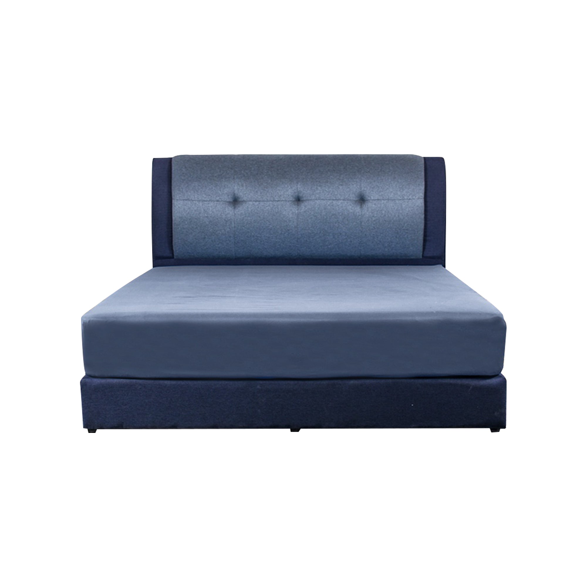 Rinoa Series 2 Woven Fabric Divan Bed Frame in Dark Navy with Grey Colour - All Sizes Available