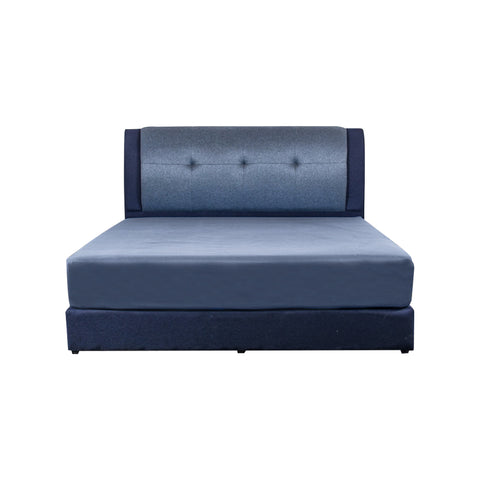 Image of Rinoa Series 2 Woven Fabric Divan Bed Frame in Dark Navy with Grey Colour - All Sizes Available