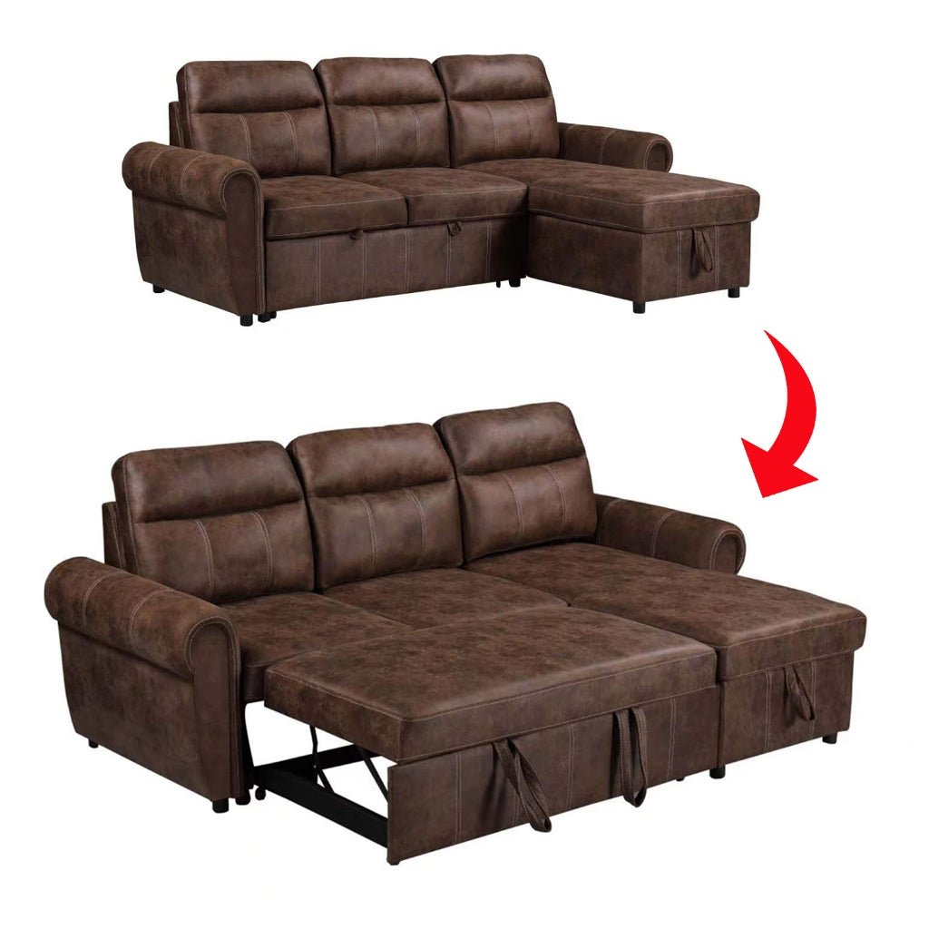 Marjie Series 2 Sleeper Sectional Reversible Sofa w/ Storage Upholstered w/ Pet-Friendly Option