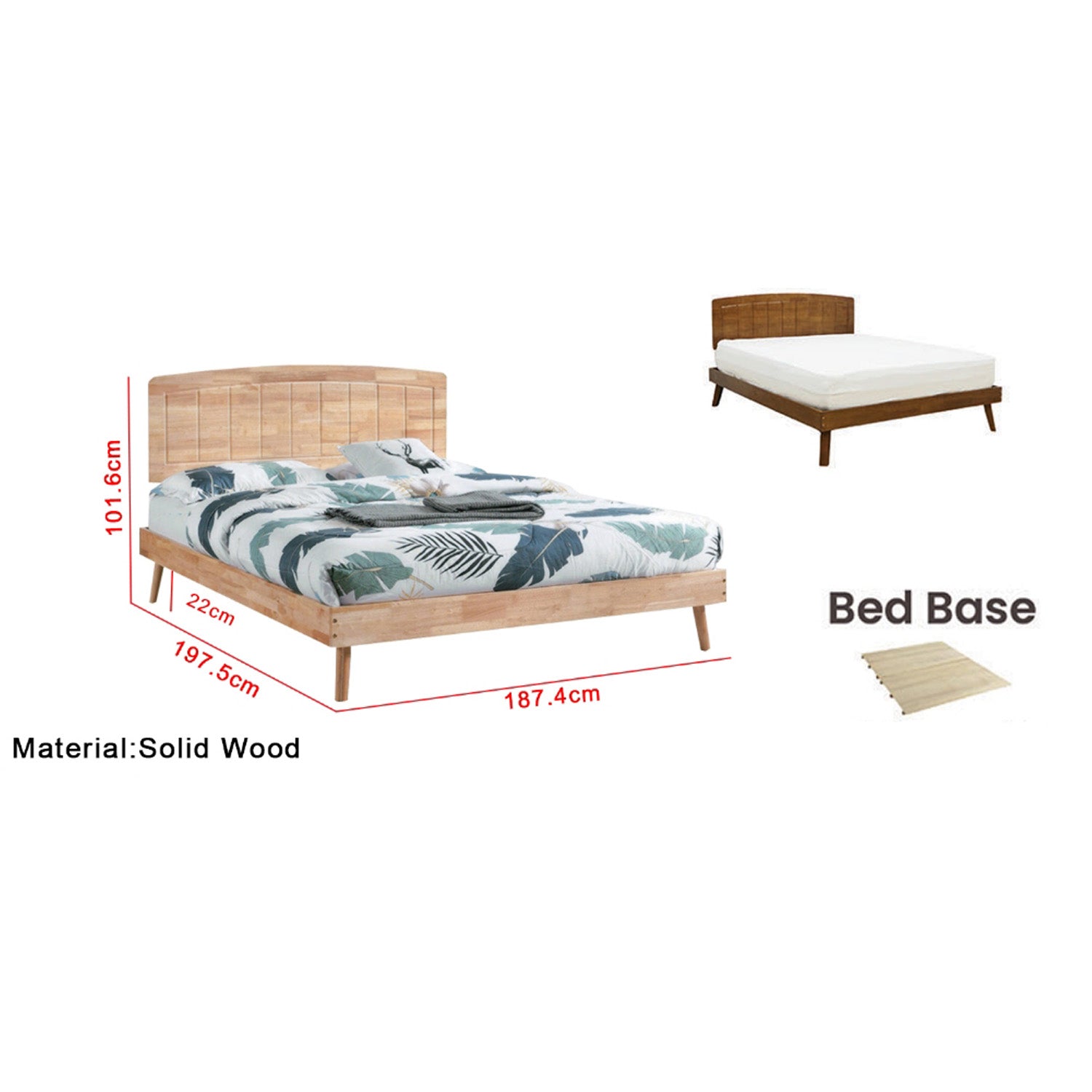 Nadia Series 2 Wooden Bedframe Collection Solid Wood - King Size with Mattress Option