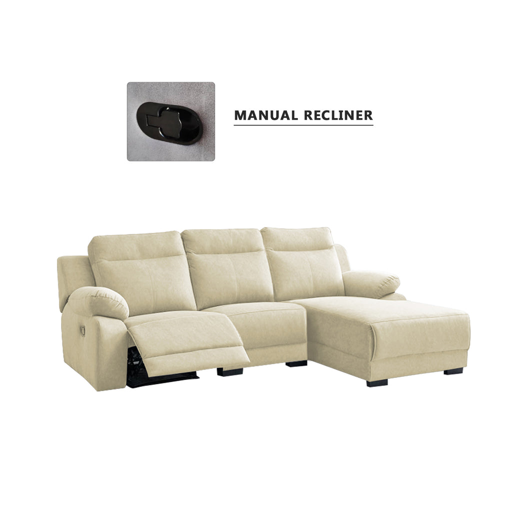Drazie L-shaped Reclining Sofa Pocketed Spring & Coffee Table in Claw Resistant Pet-Friendly Fabric/Leather